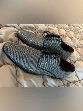 Dolce & Gabbana Black & Silver Glitter Lace-Up Men's Dress Shoes